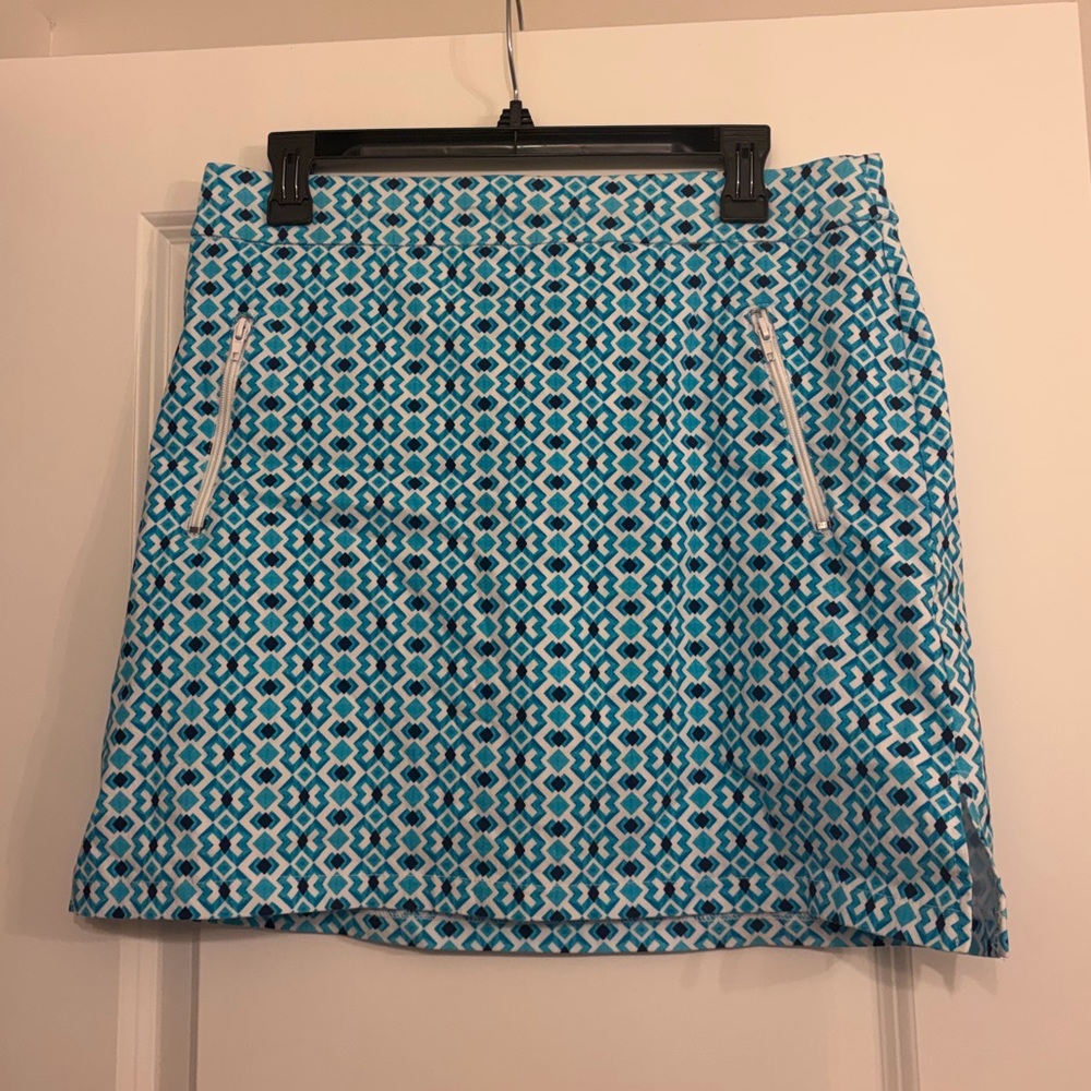 Ruby Rd. Blue Geometric Mini Skirt